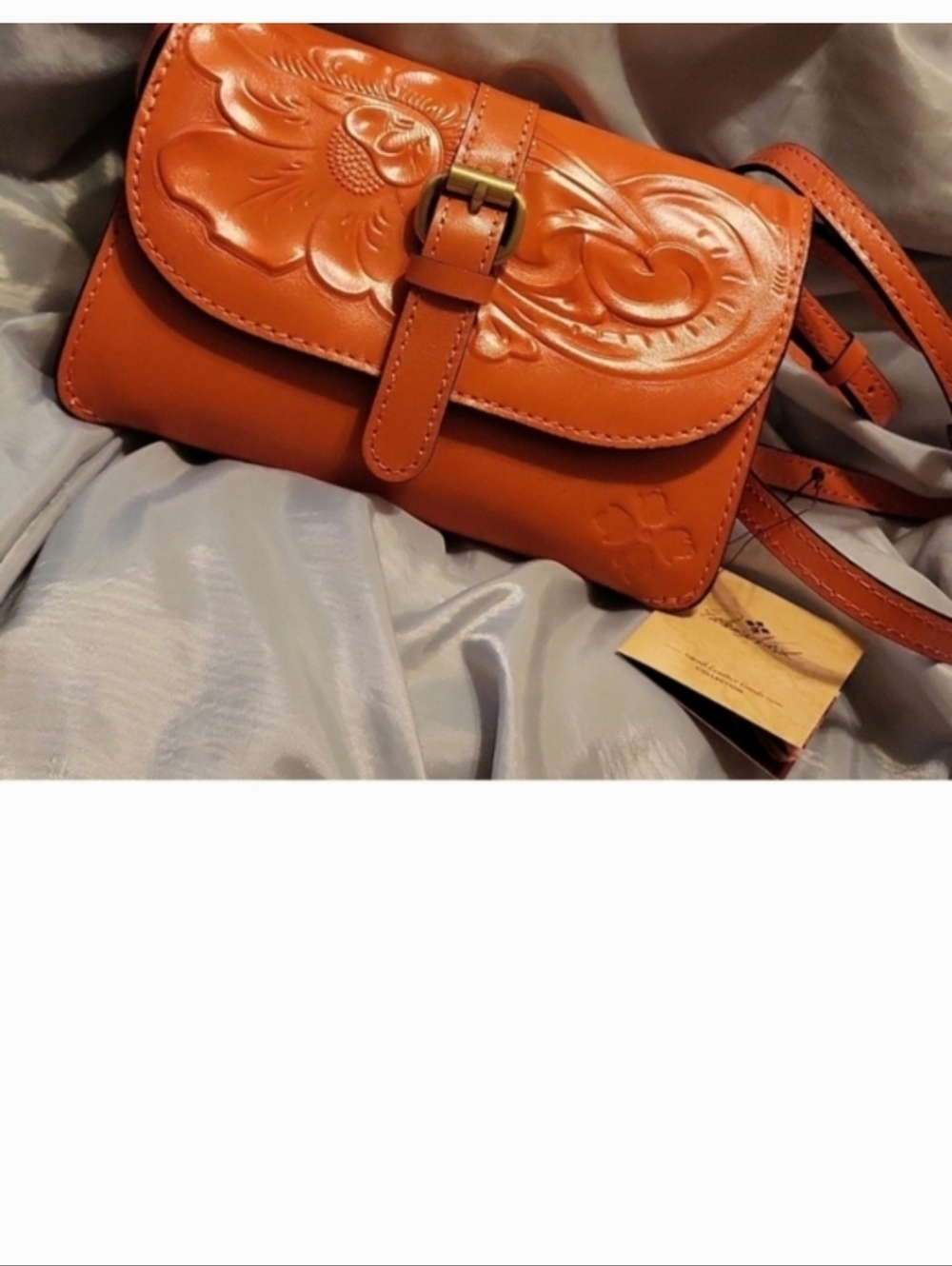 Leather Crossbody Luxury Bag in Burnt Orange